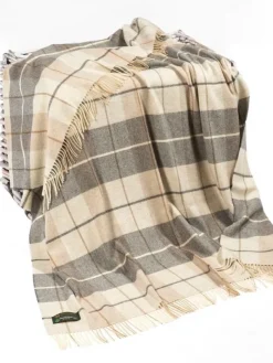 Lambswool Throw Beige Cream and Grey Col: 629