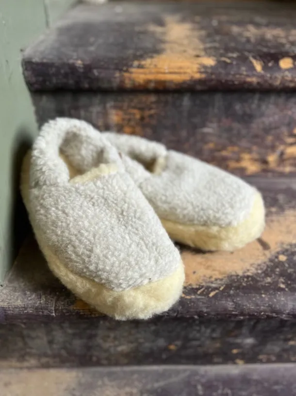 Light Grey Wool Slippers