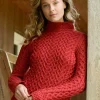 Luxurious Cable Knit Sweater - Ruby Red