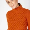 Luxurious Wool & Cashmere Trellis Sweater - Terracotta