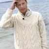 Men's Aran Cowl Neck Merino Sweater
