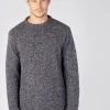 Men's Crew Neck Wool and Cashmere Sweater Navy marl