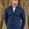 Men's Fisherman Full Zip Cardigan Deep Water Blue