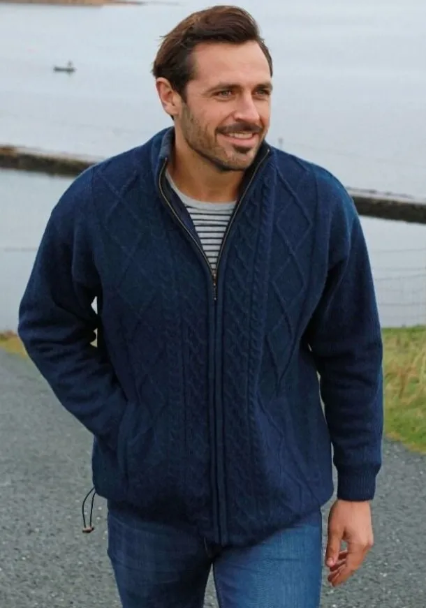 Men's Full Zip Lined Cardigan Navy