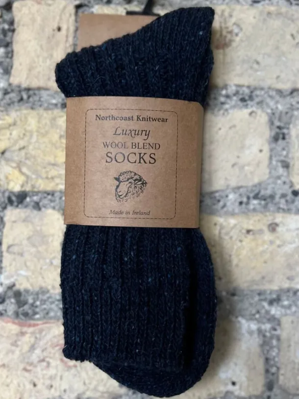 Mens Luxury Wool Blend Socks Navy