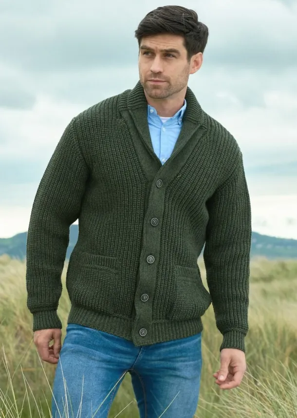 Men's ribbed cardigan Army Green