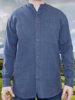 Men's Traditional Ink Blue Grandfather Shirt