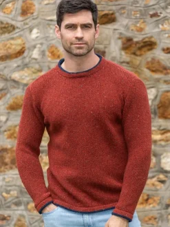 Men's Wool and Cashmere Crew Neck Copper Marl