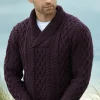 Merino Shawl Neck Damson