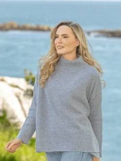 Merino Wool & Cashmere High Neck Silver