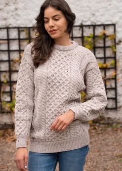 Merino Wool Aran Sweater Oatmeal - Unisex