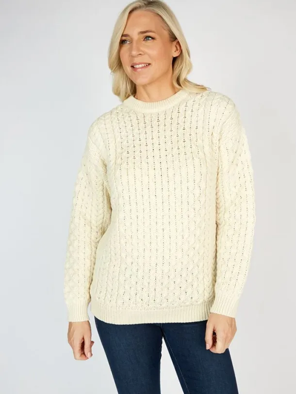 Merino Wool Aran Sweater Natural - Unisex