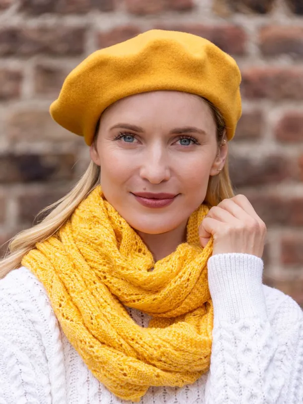 100% Merino Wool Beret Yellow