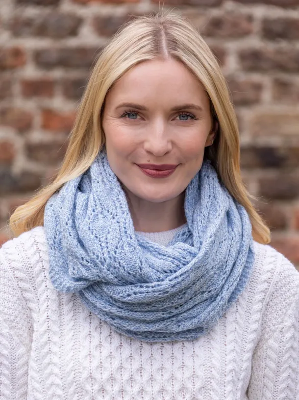 100% Merino Wool Infinity Scarf Sky Blue
