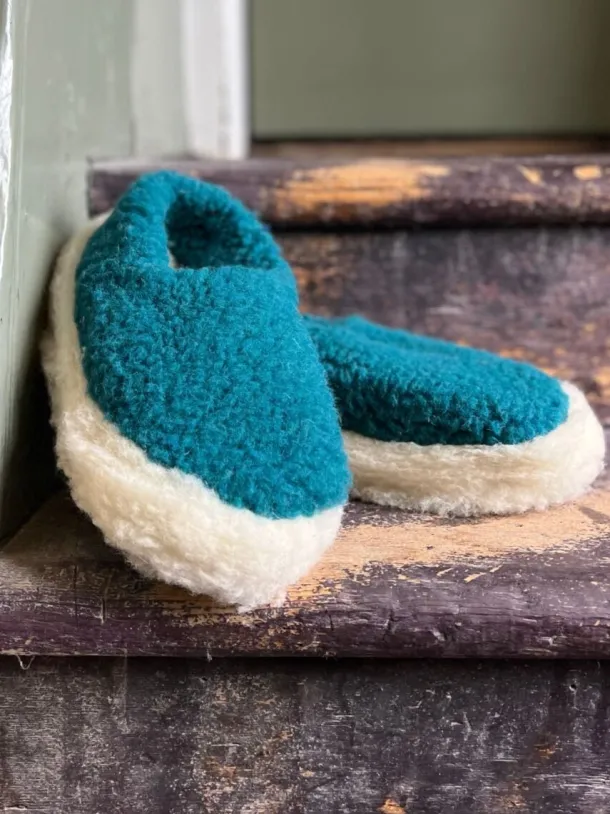 Merino Wool Slippers Azure Blue