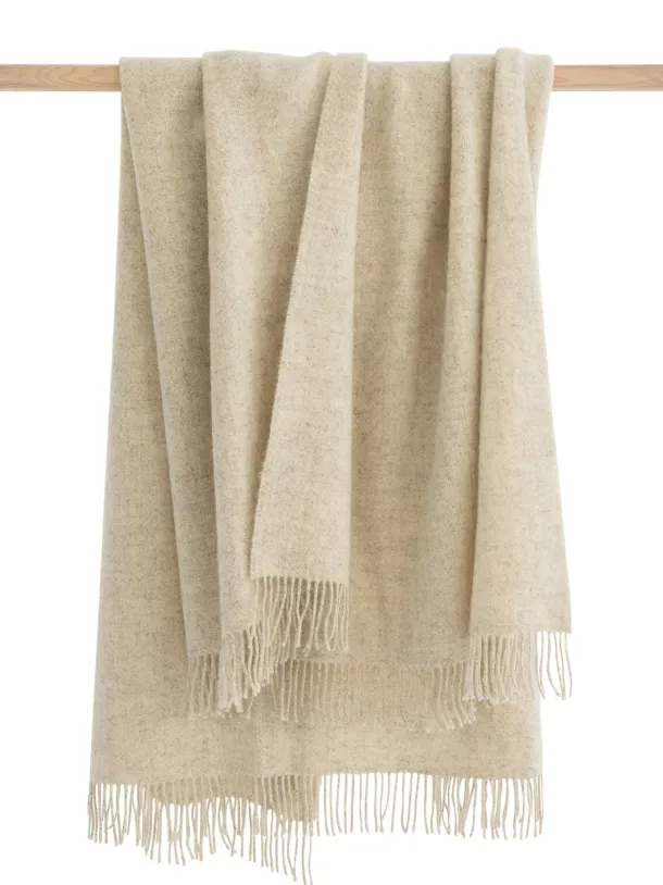 Natural Wool Eco Throw Ecru Herringbone