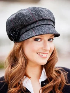 Newsboy Cap Charcoal Herringbone col.31 One Size