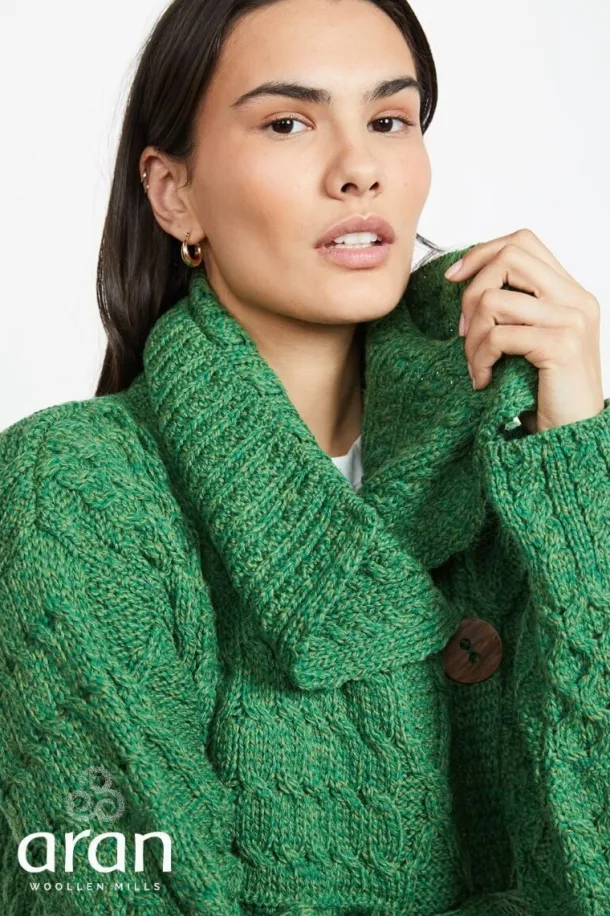 One Button Patchwork Cardigan Kelly green