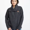 One Button Patchwork Cardigan Charcoal
