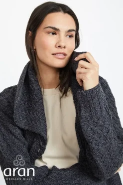 One Button Patchwork Cardigan Charcoal