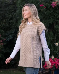 Oversized Aran Sweater Vest - Seashell