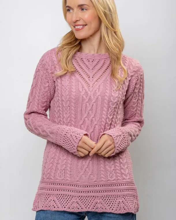 Pink Tunic Sweater Merino Wool