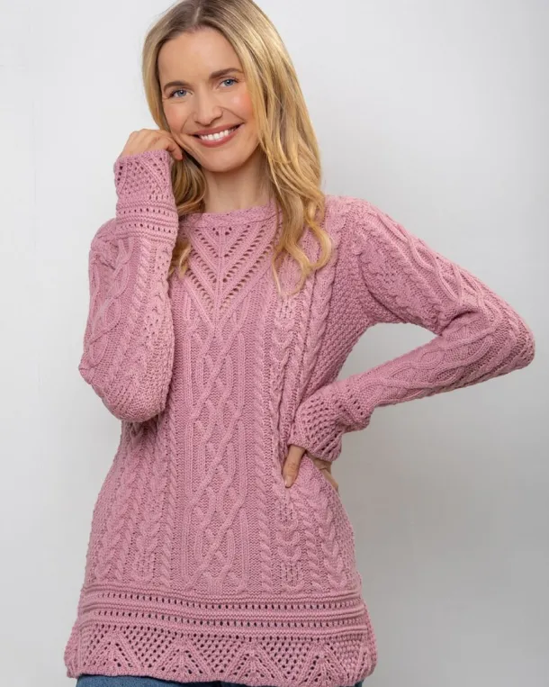 Pink Tunic Sweater Merino Wool