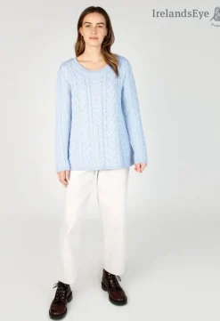 Primrose Aran Sweater Ice Blue