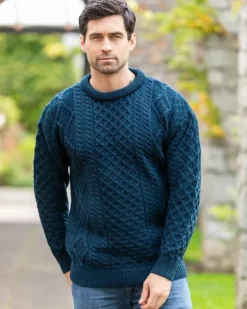 Pure Wool Aran Sweater Unisex Black Watch