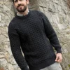 Pure Wool Unisex Aran Sweater Charcoal