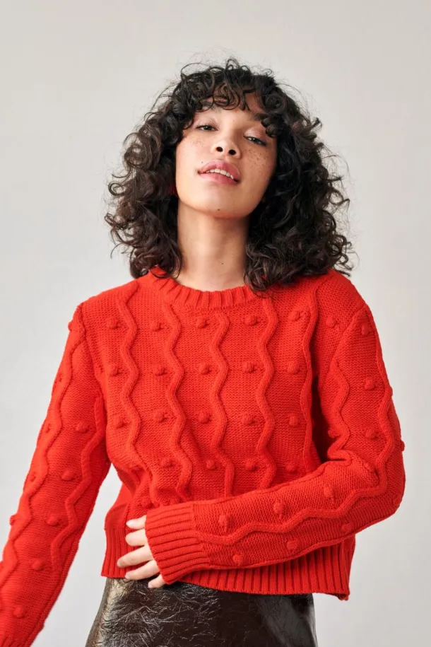 Red Bubble Sweater 100% Fine Merino Wool