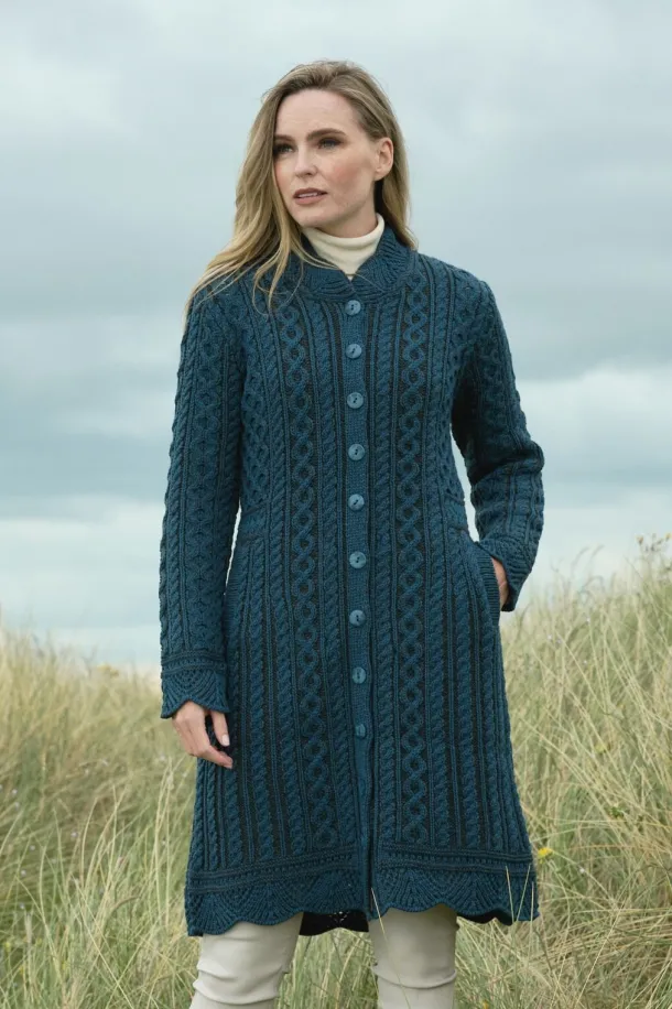 Scallop Edge Coat-Mallard Blue