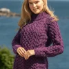 Shaped Crew Neck Sweater Merino Wool Purple