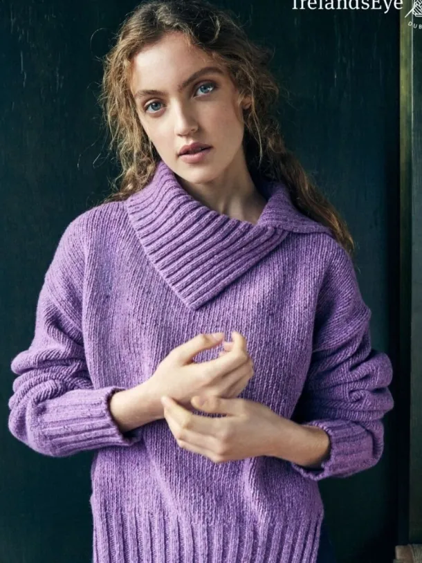 Slouchy Funnel Neck Sweater Lilac