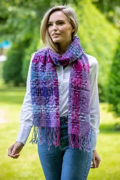 Suantrai of Ireland Scarf Open Weave Purple Fuschia