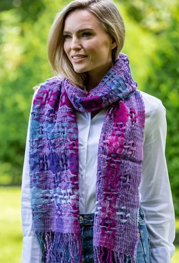 Suantrai of Ireland Scarf Open Weave Purple Fuschia