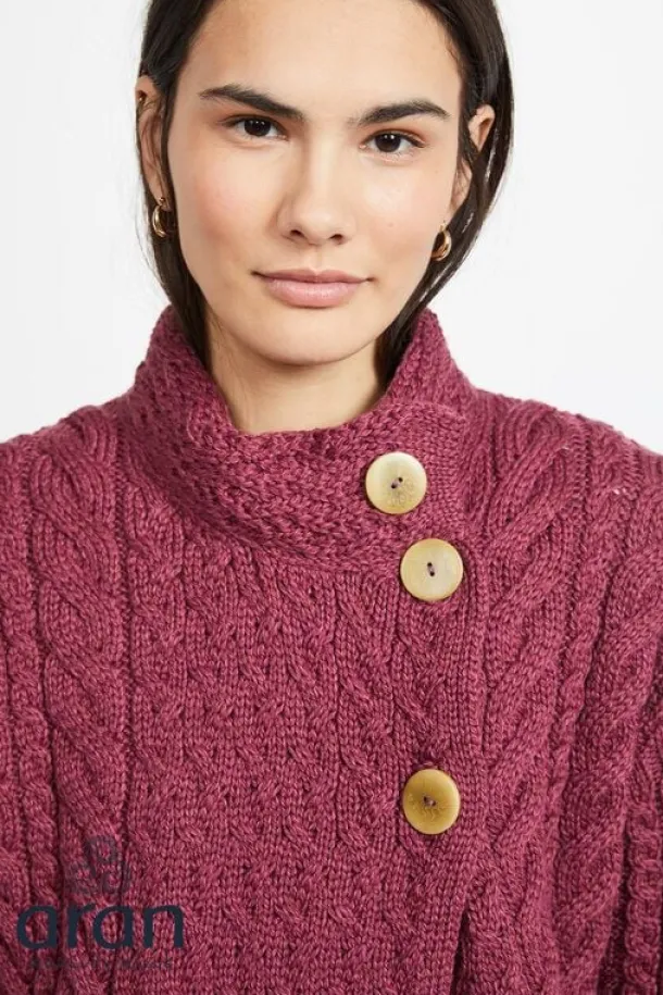 Super Soft Aran Button Cardigan Rose