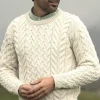 Super Soft Mens Aran Sweater Natural