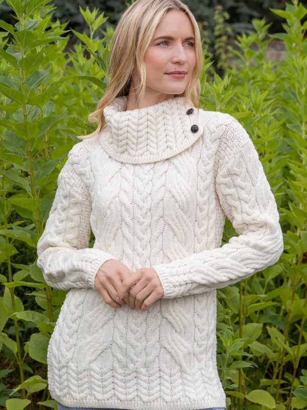 Supersoft Button Neck Sweater - Natural