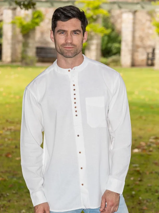Traditional Grandfather Shirt White