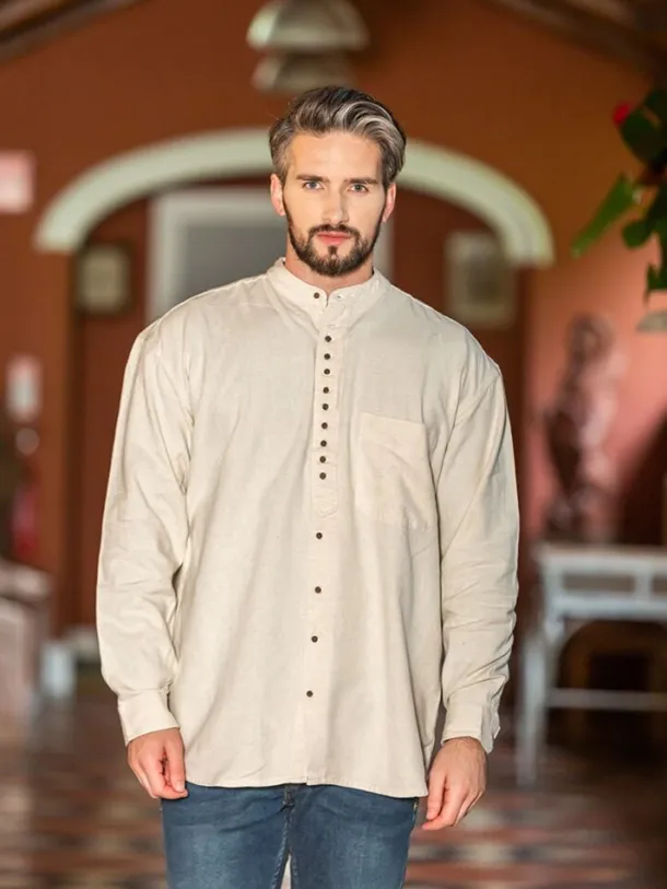 Traditional Grandfather Shirt - Stone