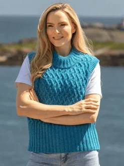 Trellis Crop Vest Blue
