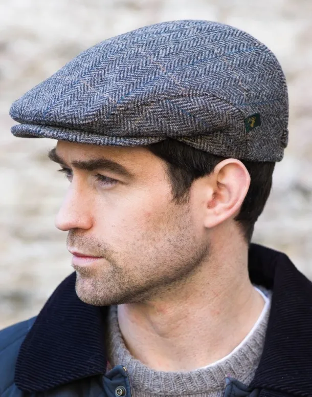 Trinity Flat Cap Grey Herringbone 9105