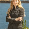 Unisex Half Zip Merino Wool Sweater Green Marl