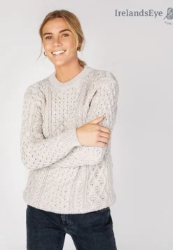 Unisex Heavyweight Aran Sweater Silver Marl