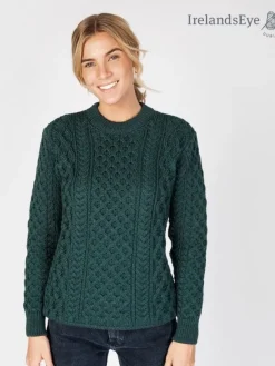 Unisex Heavyweight Aran Sweater - Evergreen