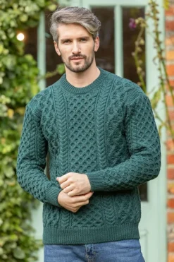 Unisex Heavyweight Aran Sweater Evergreen