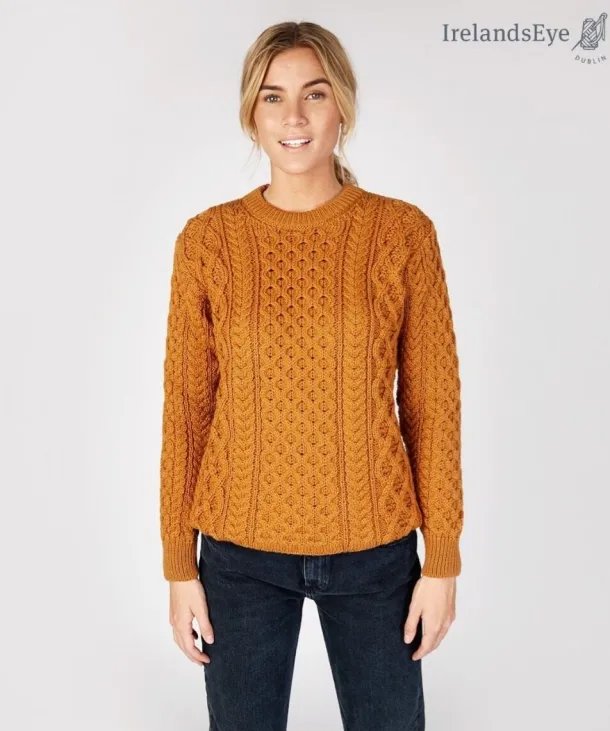 Unisex Heavyweight Aran Sweater Golden Ochre