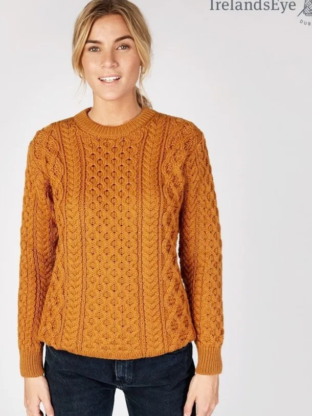 Unisex Heavyweight Aran Sweater Golden Ochre