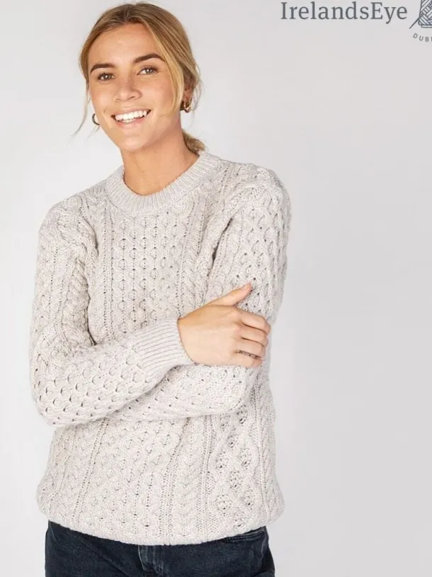 Unisex Heavyweight Aran Sweater Silver Marl